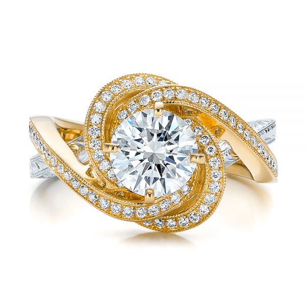18k Yellow Gold And Platinum Custom Diamond Engagement Ring #100822 -  Seattle Bellevue