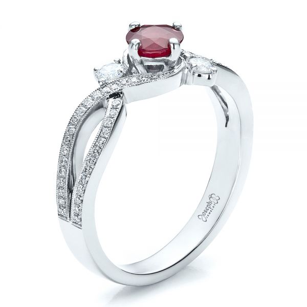 Platinum And 18k White Gold Custom Ruby And Diamond Engagement Ring ...