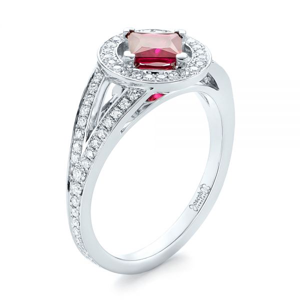 Custom Ruby And Diamond Halo Engagement Ring #103403 - Seattle Bellevue ...