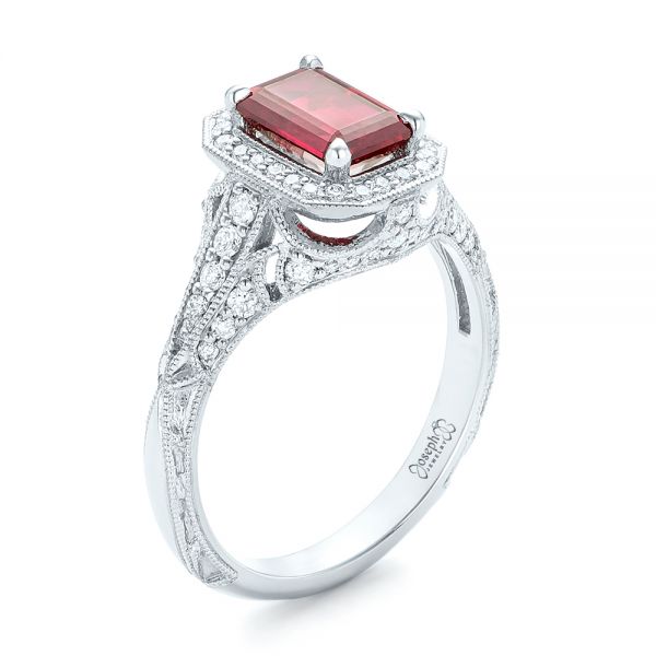 14Kt White Gold Classic Ruby Diamond Halo Bypass Style Ring | Jewelers in  Rochester, NY