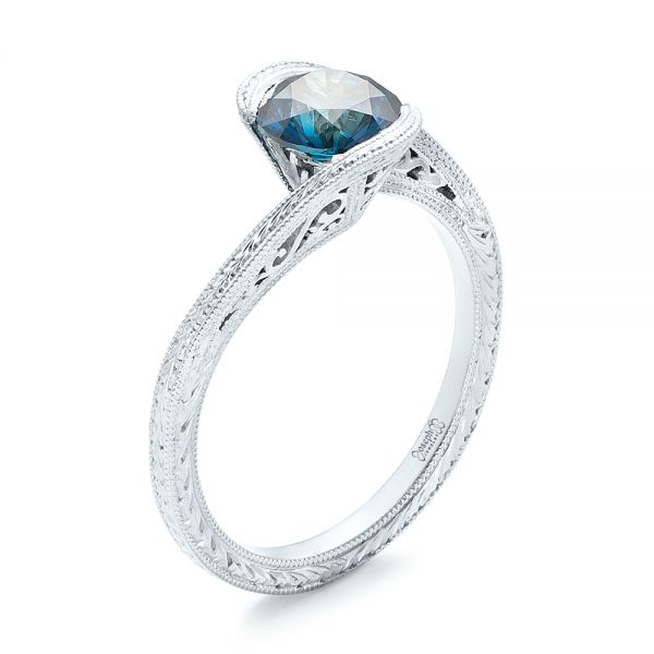 Custom Solitaire Blue Diamond Engagement Ring #102752 - Seattle ...