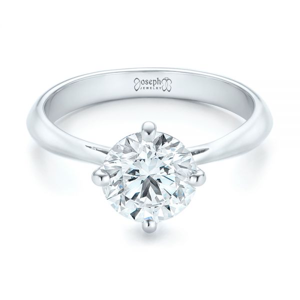  Platinum Custom Solitaire Diamond Engagement Ring - Flat View -  102600