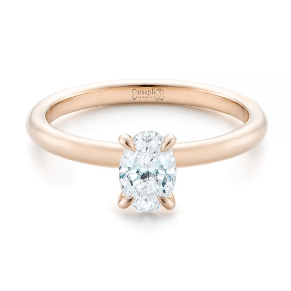 14k Rose Gold 14k Rose Gold Custom Solitaire Diamond Engagement Ring - Flat View -  102235