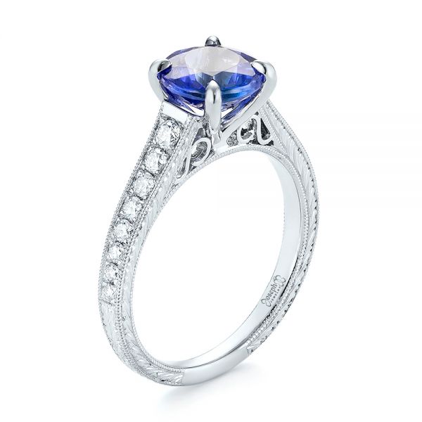 Platinum Custom Tanzanite And Diamond Engagement Ring #103340 - Seattle ...