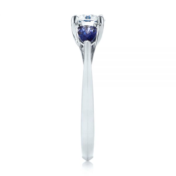 Custom Three Stone Blue Sapphire And Diamond Engagement Ring #103507 ...
