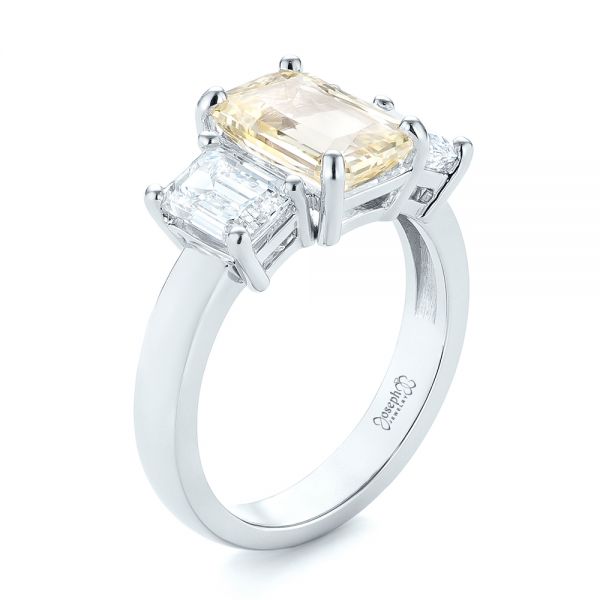 Custom Three Stone Yellow Sapphire And Diamond Engagement Ring #103534 ...