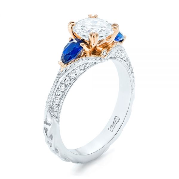 Custom Two-tone Blue Sapphire And Diamond Engagement Ring #102795 ...
