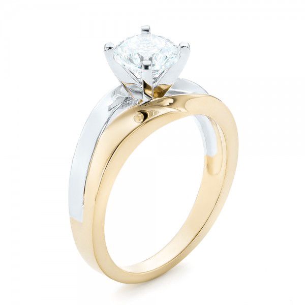 14k Yellow Gold And Platinum Custom Two-tone Diamond Engagement Ring ...