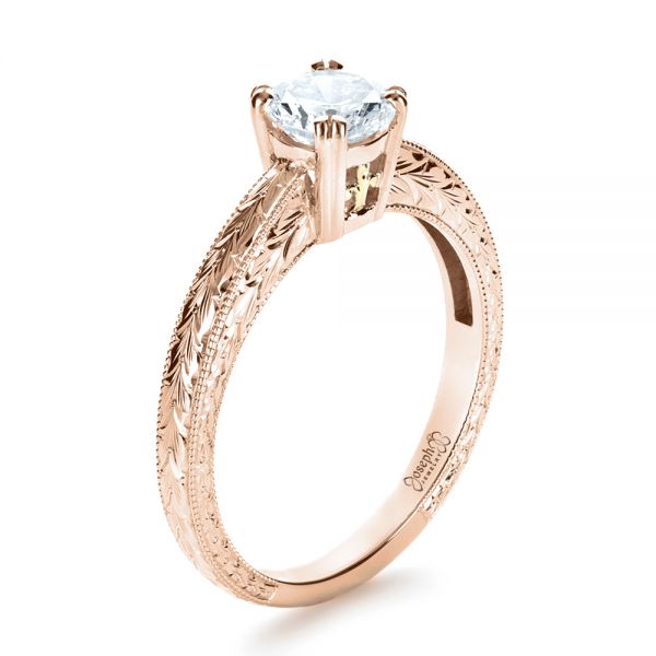 18k Rose Gold And Platinum Custom Two-tone Hand Engraved Engagement ...