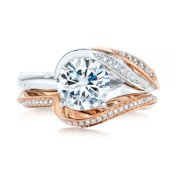 Custom Two-Tone Moissanite and Diamond Wrap Engagement Ring - Image