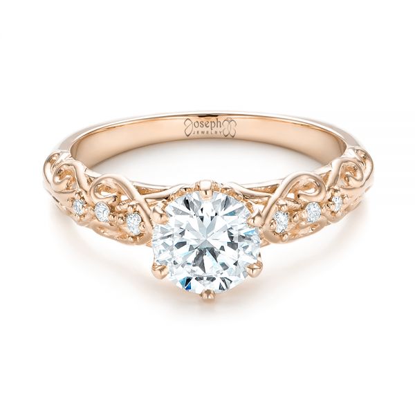 14k Rose Gold Custom Vintage Style Diamond Engagement Ring #103460 ...
