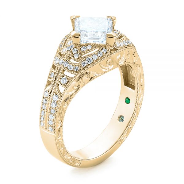 18k Yellow Gold Custom Vintage Style Diamond Engagement Ring #104784 -  Seattle Bellevue | Joseph Jewelry