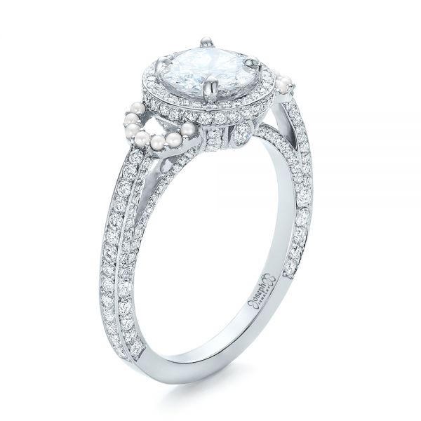 14k white gold pearl, diamond, halo engagement ring VFP301011 14k white  gold pearl, diamond, halo engagement ring VFP301011