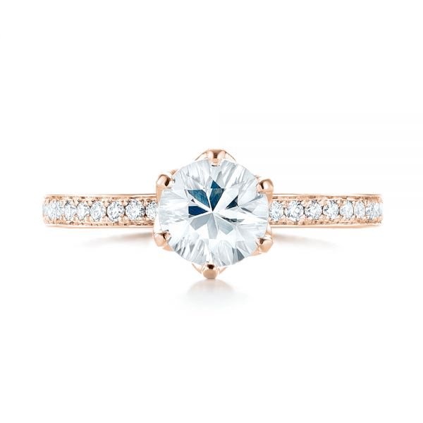 14k Rose Gold Custom White Sapphire And Diamond Engagement Ring #103211 ...