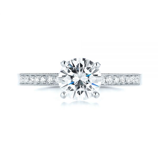 14k White Gold 14k White Gold Custom Diamond Engagement Ring - Top View -  103480