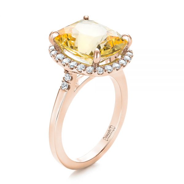 18k Rose Gold Custom Yellow Sapphire And Diamond Engagement Ring ...