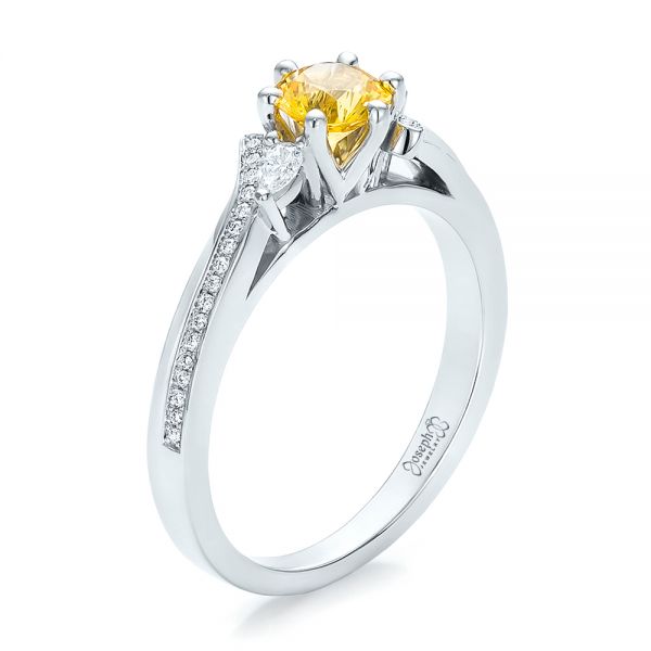 Custom Yellow Sapphire And Diamond Engagement Ring #100621 - Seattle ...