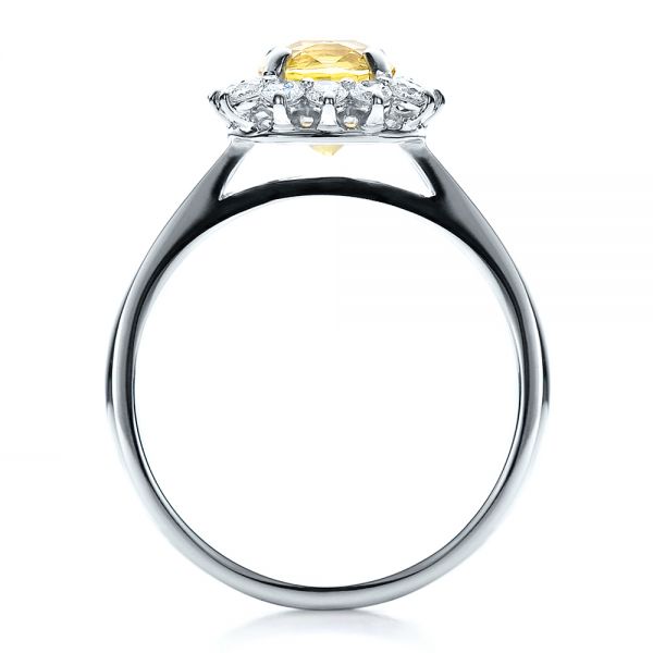 14k White Gold Custom Yellow Sapphire And Diamond Engagement Ring - Front View -  100036