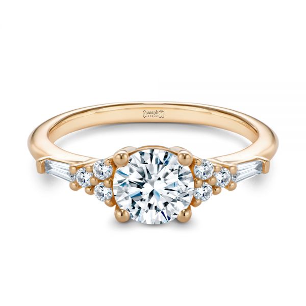 18k Rose Gold 18k Rose Gold Dainty Cluster Diamond Engagement Ring - Flat View -  107679 - Thumbnail