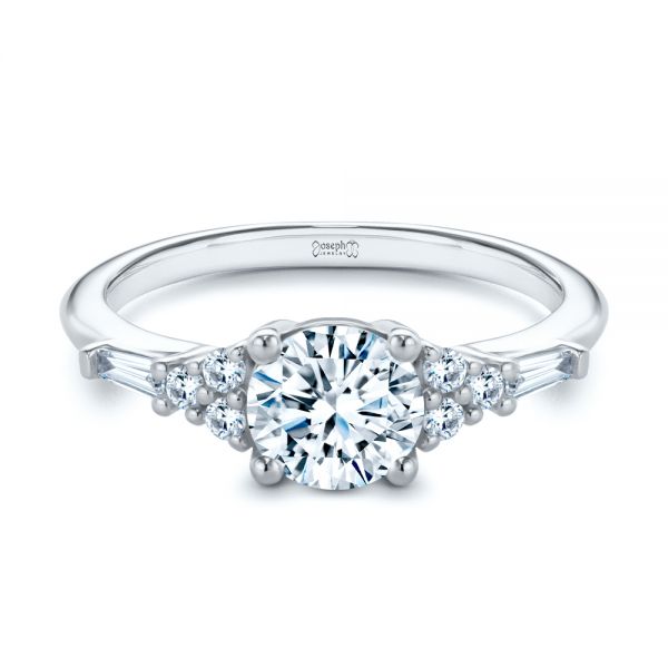 14k White Gold 14k White Gold Dainty Cluster Diamond Engagement Ring - Flat View -  107679 - Thumbnail