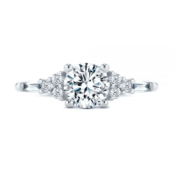  Platinum Platinum Dainty Cluster Diamond Engagement Ring - Top View -  107679 - Thumbnail