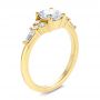 14k Yellow Gold Dainty Cluster Diamond Engagement Ring - Three-Quarter View -  107679 - Thumbnail