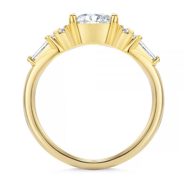 14k Yellow Gold Dainty Cluster Diamond Engagement Ring - Front View -  107679 - Thumbnail