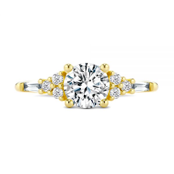 18k Yellow Gold 18k Yellow Gold Dainty Cluster Diamond Engagement Ring - Top View -  107679 - Thumbnail