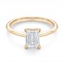 14k Rose Gold 14k Rose Gold Dainty Emerald Cut Diamond Engagement Ring - Flat View -  107637 - Thumbnail