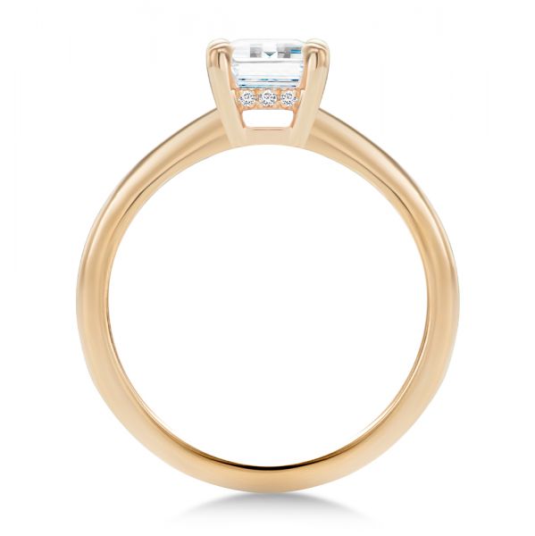 14k Rose Gold 14k Rose Gold Dainty Emerald Cut Diamond Engagement Ring - Front View -  107637