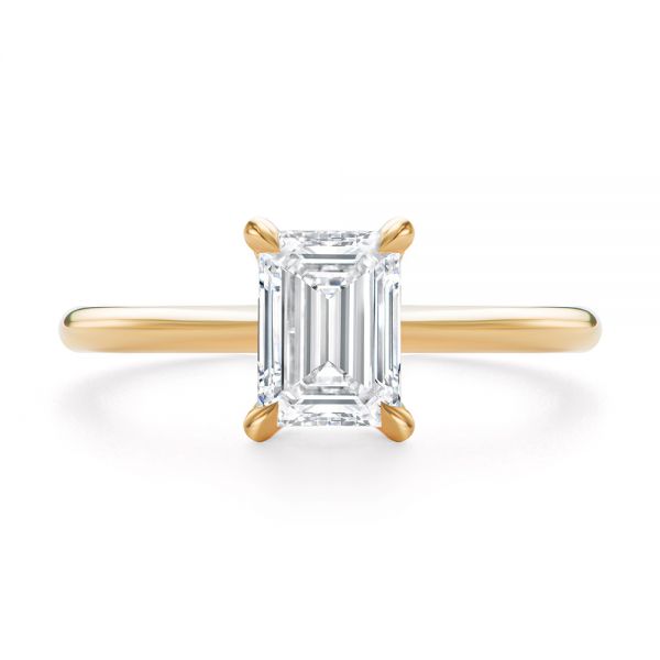 18k Rose Gold 18k Rose Gold Dainty Emerald Cut Diamond Engagement Ring - Top View -  107637