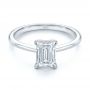 18k White Gold 18k White Gold Dainty Emerald Cut Diamond Engagement Ring - Flat View -  107637 - Thumbnail