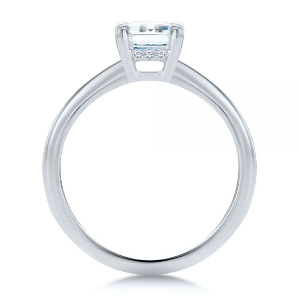 18k White Gold 18k White Gold Dainty Emerald Cut Diamond Engagement Ring - Front View -  107637