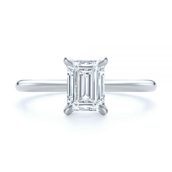 14k White Gold 14k White Gold Dainty Emerald Cut Diamond Engagement Ring - Top View -  107637