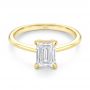 18k Yellow Gold 18k Yellow Gold Dainty Emerald Cut Diamond Engagement Ring - Flat View -  107637 - Thumbnail