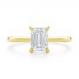 14k Yellow Gold Dainty Emerald Cut Diamond Engagement Ring - Top View -  107637 - Thumbnail