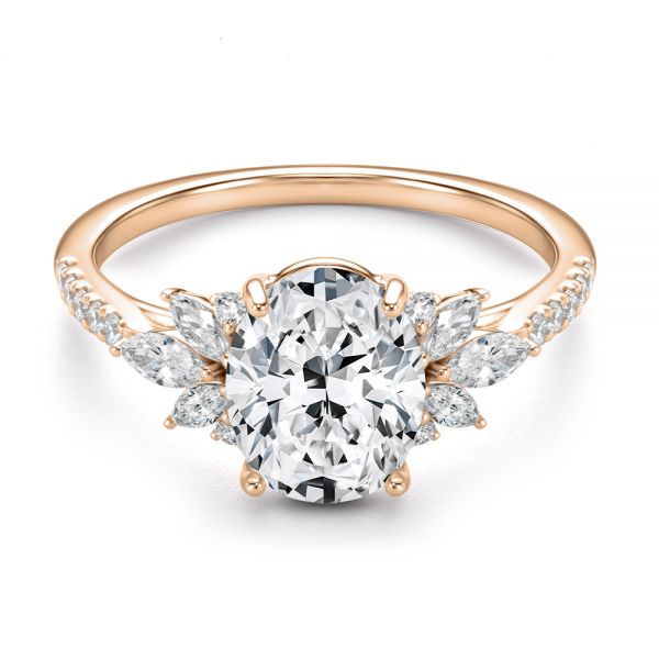 14k Rose Gold 14k Rose Gold Diamond Cluster Engagement Ring - Flat View -  107719