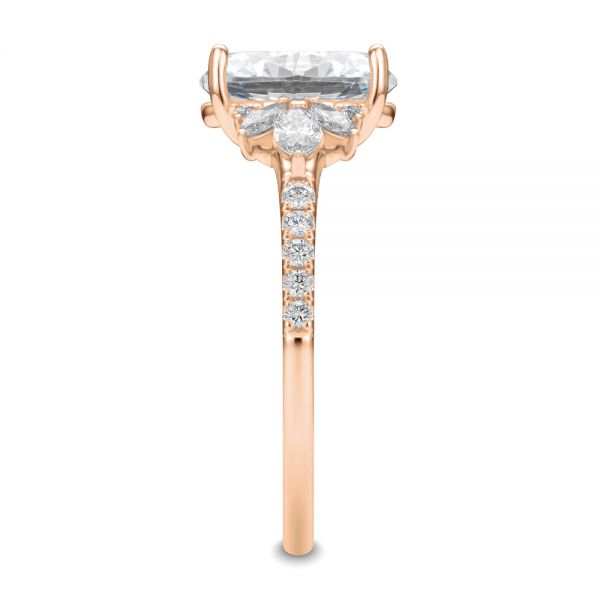 14k Rose Gold 14k Rose Gold Diamond Cluster Engagement Ring - Side View -  107719