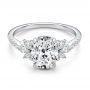 14k White Gold Diamond Cluster Engagement Ring - Flat View -  107719 - Thumbnail