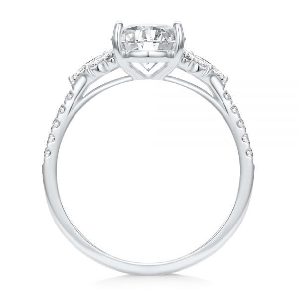 14k White Gold Diamond Cluster Engagement Ring - Front View -  107719