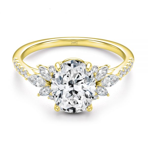 14k Yellow Gold 14k Yellow Gold Diamond Cluster Engagement Ring - Flat View -  107719