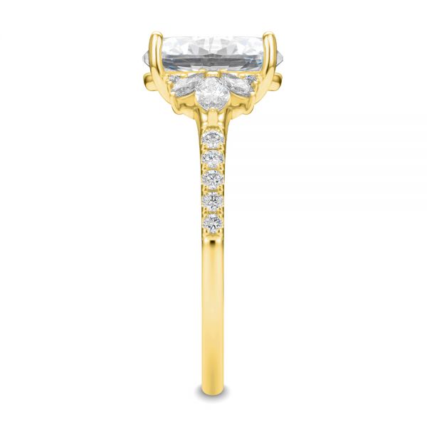 14k Yellow Gold 14k Yellow Gold Diamond Cluster Engagement Ring - Side View -  107719