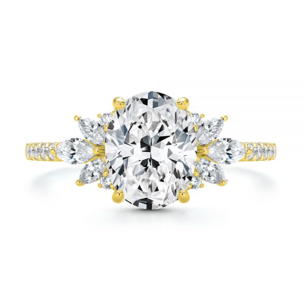 14k Yellow Gold 14k Yellow Gold Diamond Cluster Engagement Ring - Top View -  107719