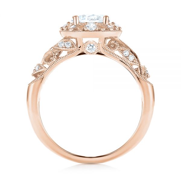 18k Rose Gold Diamond Halo Engagement Ring #103906 - Seattle Bellevue ...