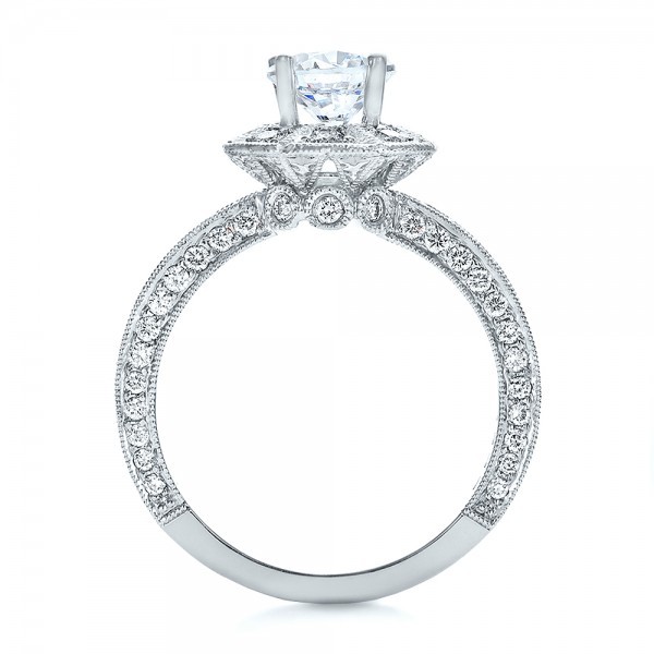  18K Gold Diamond Halo Engagement Ring - Vanna K - Front View -  100668