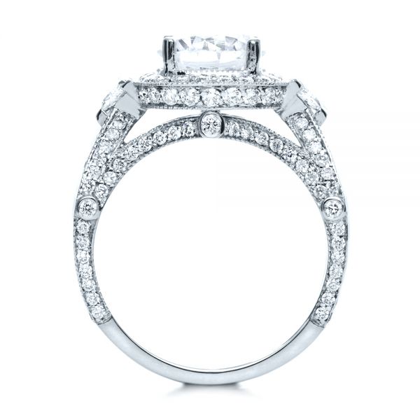 18k White Gold Diamond Halo Engagement Ring - Front View -  207