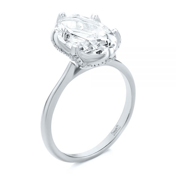 Diamond Petal Prongs Oval Engagement Ring - Image