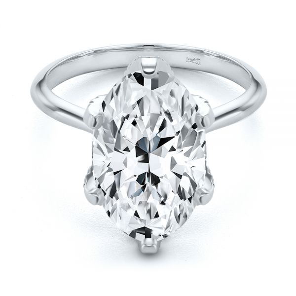  Platinum And Platinum Platinum And Platinum Diamond Petal Prongs Oval Engagement Ring - Flat View -  107823 - Thumbnail