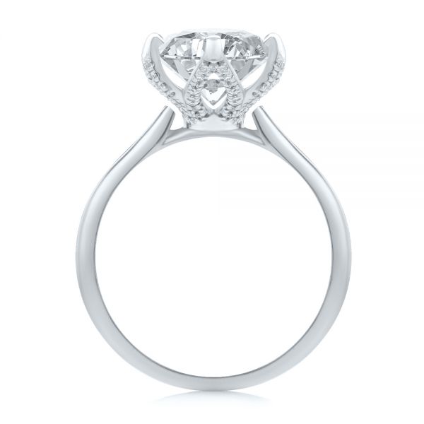  Platinum And Platinum Platinum And Platinum Diamond Petal Prongs Oval Engagement Ring - Front View -  107823 - Thumbnail