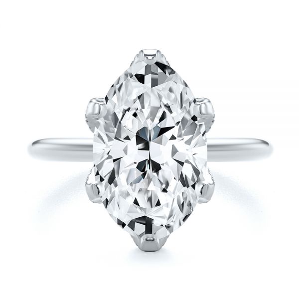  Platinum And Platinum Platinum And Platinum Diamond Petal Prongs Oval Engagement Ring - Top View -  107823 - Thumbnail